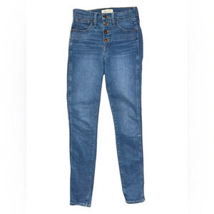 Madewell 10” High Rise Skinny Jeans Button Fly Medium Wash Blue Size 25T Tall